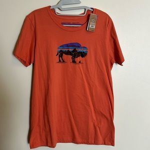 NWT Women’s Fitz Roy Bison Organic Crew T-Shirt - Quartz Coral
